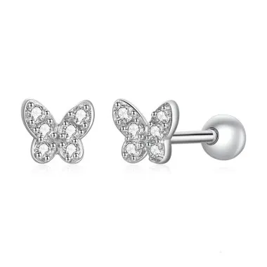 Zirconia Butterfly Screw Back Earrings 40600008