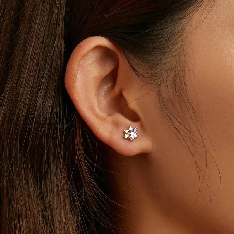 Zirconia Animal Footprint Screw Back Earrings 40600009 - image2