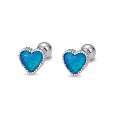 Mini Opal Heart Screw Back Earring 40600013