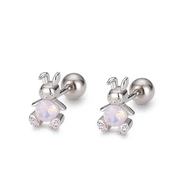 Mini Zirconia Rabbit Screw Back Stud Earring 40600017