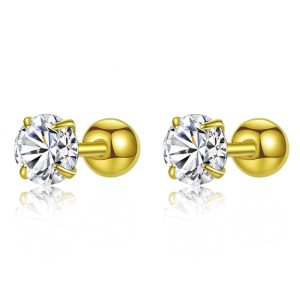 Round Zirconia Screwback Stud Earrings 40600022