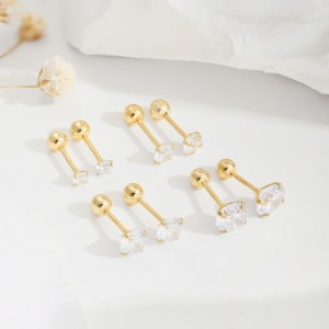 Round Zirconia Screwback Stud Earrings 40600022
