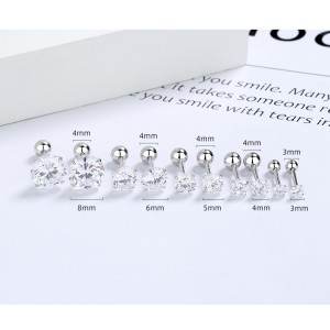 Round Zirconia Screwback Stud Earrings 40600022