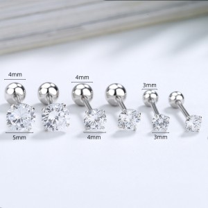 Round Zirconia Screwback Stud Earrings 40600022