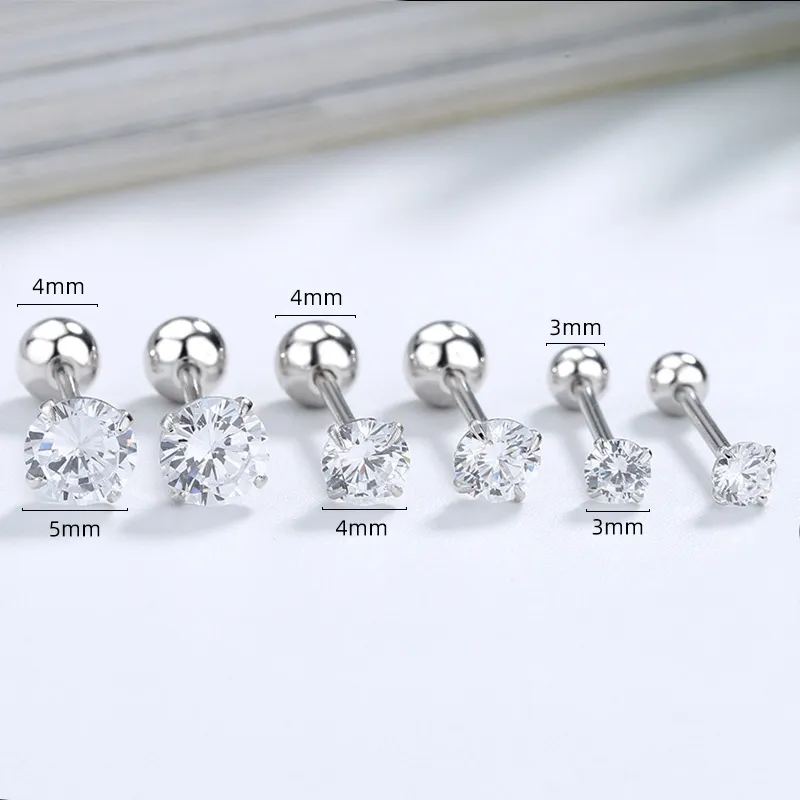 Round Zirconia Screwback Stud Earrings 40600022 - image1