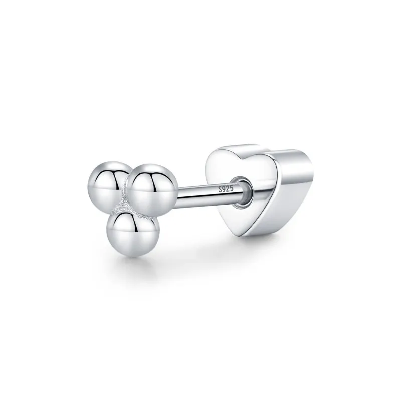 Wholesale 925 Sterling Silver Three Bead Cluster Flat Back Cartilage Stud 40600024