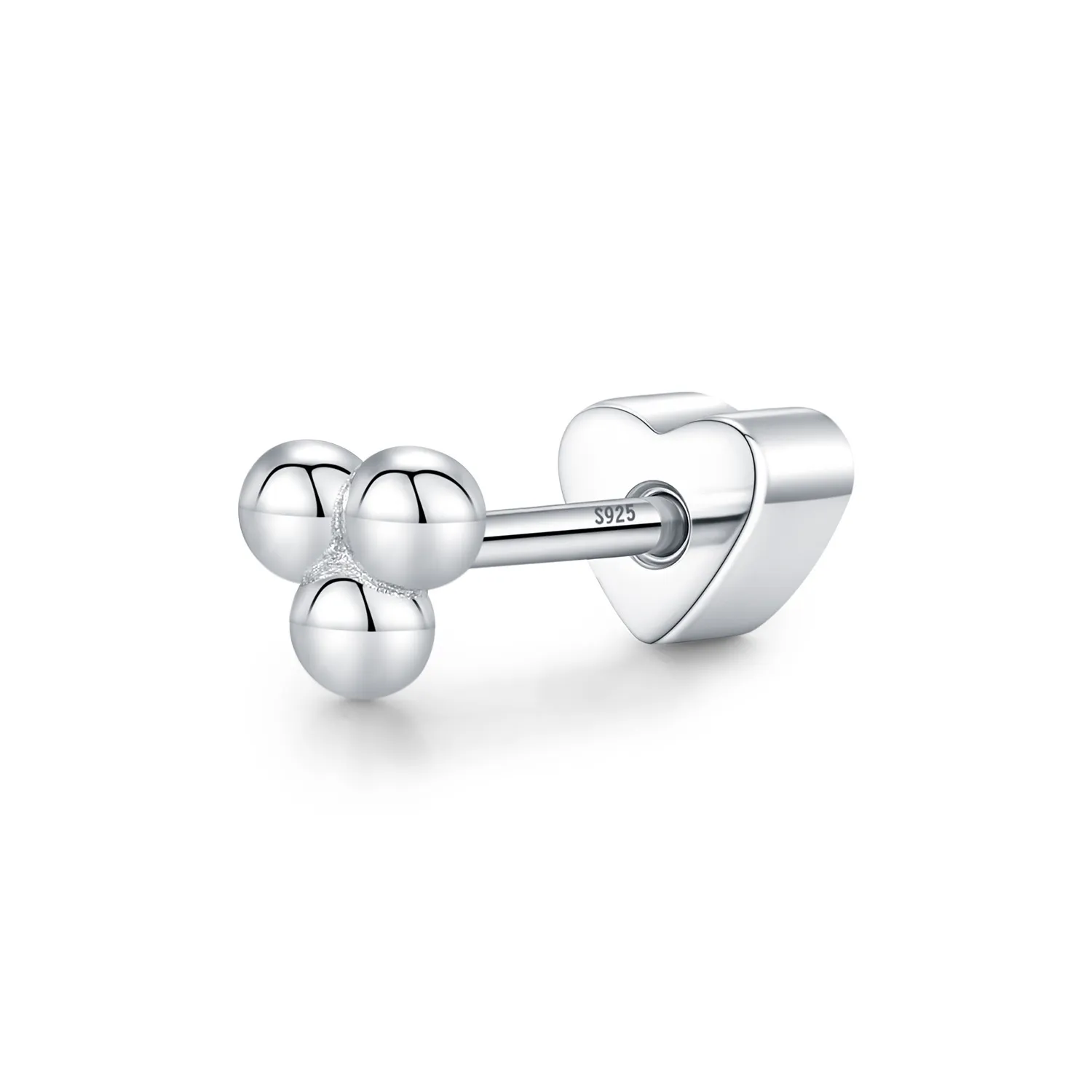 Wholesale 925 Sterling Silver Three Bead Cluster Flat Back Cartilage Stud 40600024