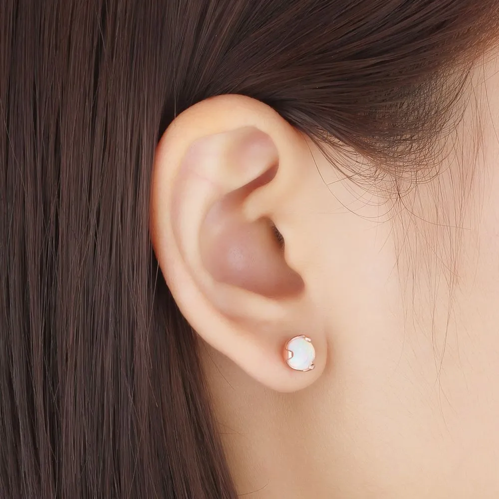 7mm Round Opal Stud Earring 40700001 - image1