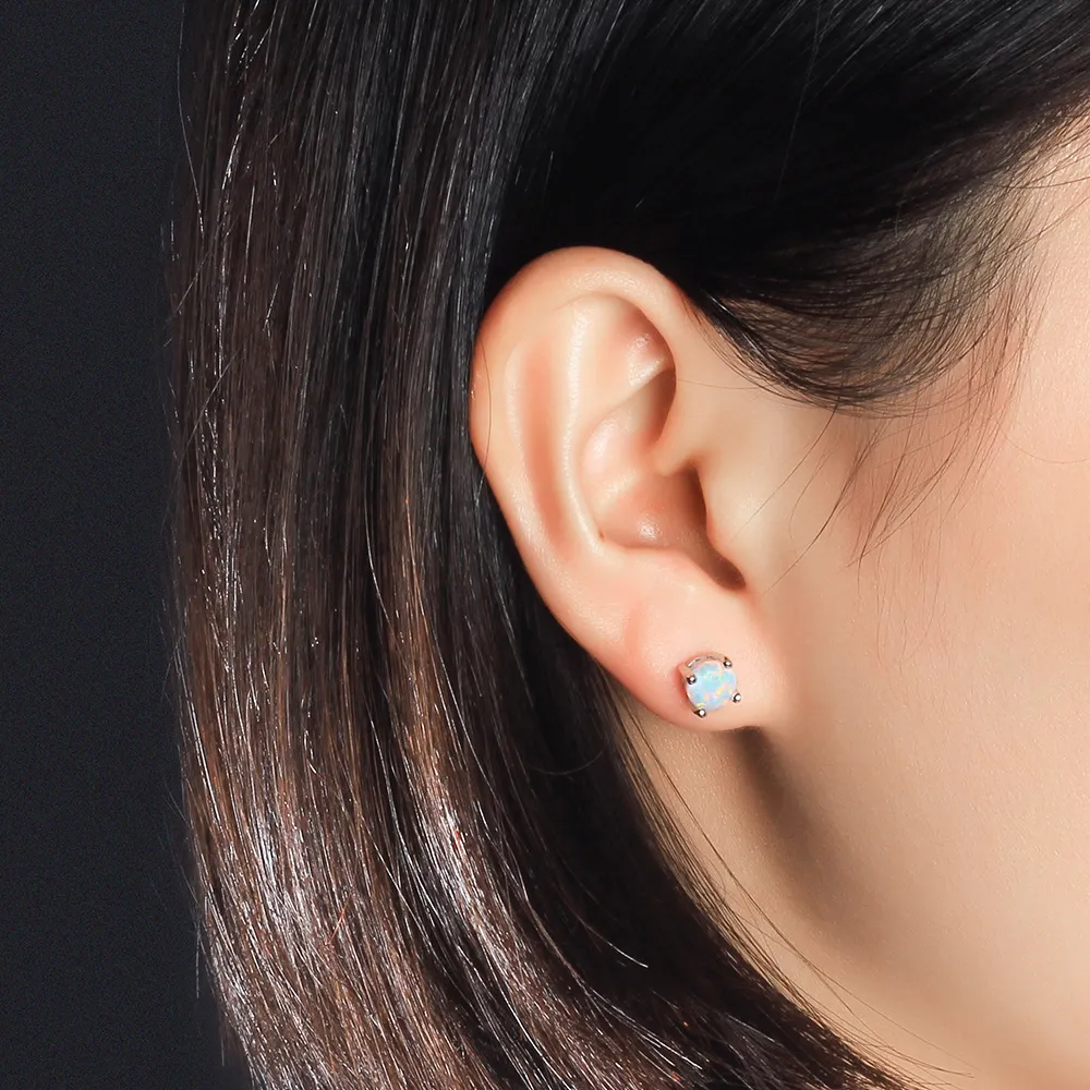 6mm Round Opal Stud Earring 40700005 - image1