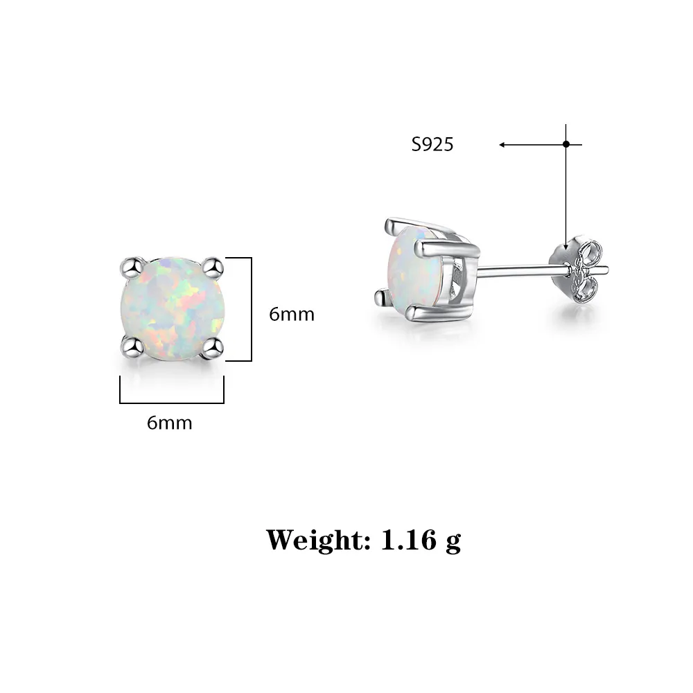 6mm Round Opal Stud Earring 40700005 - image2