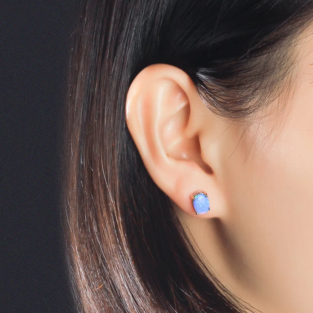 Vintage Oval Opal Stud Earring 40700006 - image1