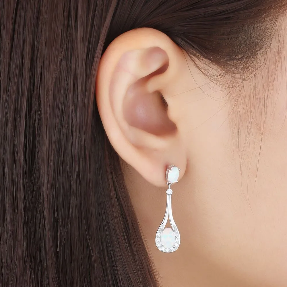 Vintage Oval Opal Charm Stud Earring 40700007 - image1