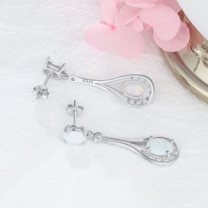 Vintage Oval Opal Charm Stud Earring 40700007
