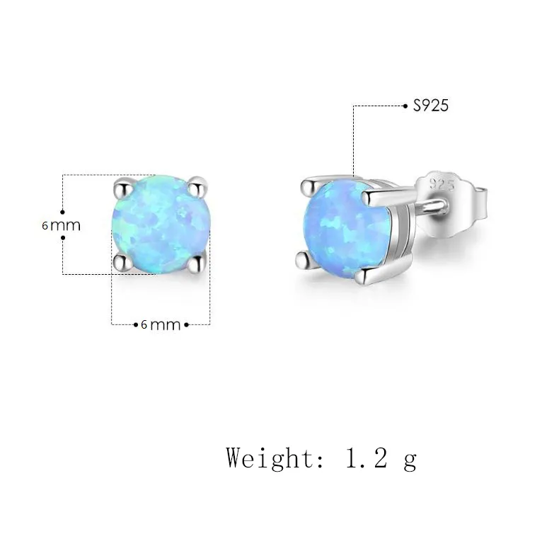 6mm Round Blue Opal Stud Earring 40700011 - image2