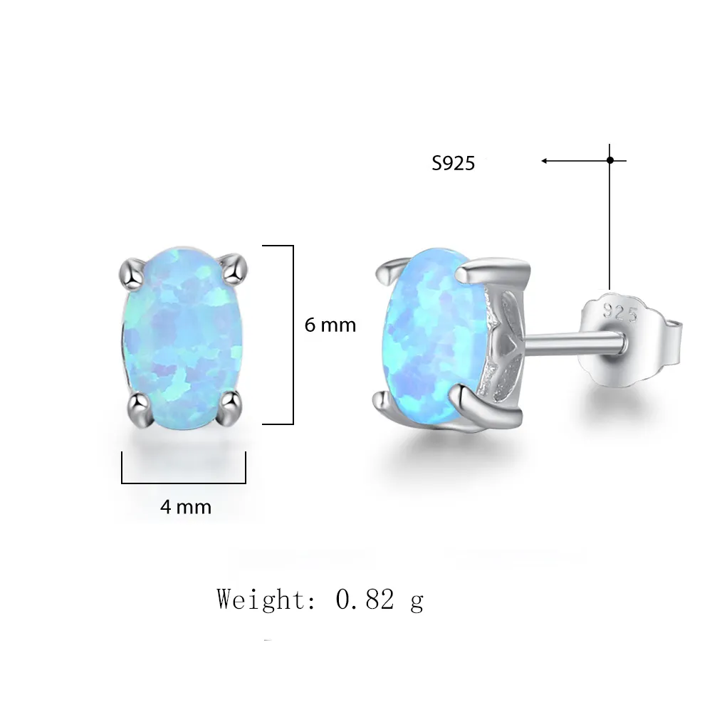 Blue Oval Opal Stud Earring 40700012 - image2