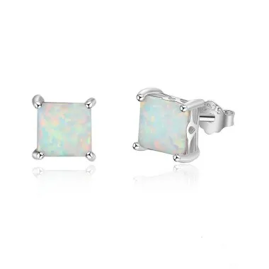 7mm Square Opal Stud Earring 40700015