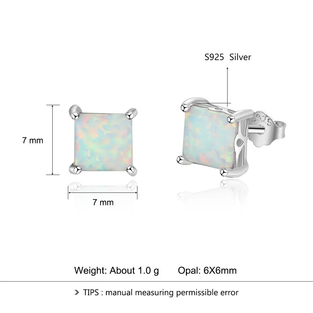 7mm Square Opal Stud Earring 40700015 - image2