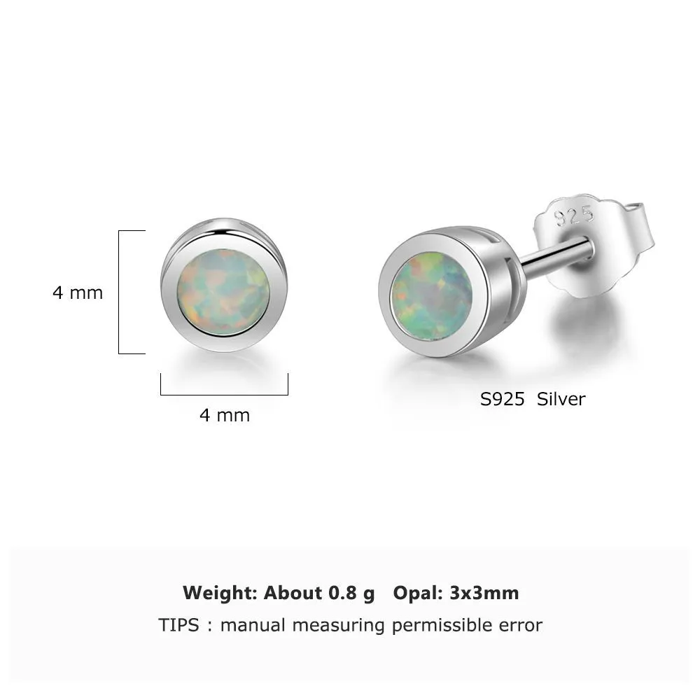 White Round Opal Stud Earring 40700016 - image2