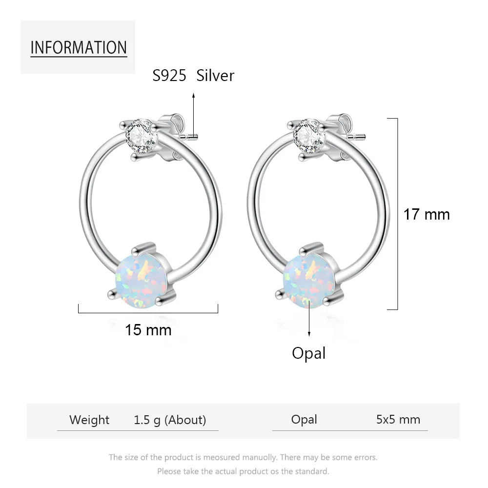 Zirconia Round Opal Stud Earring 40700017 - image2