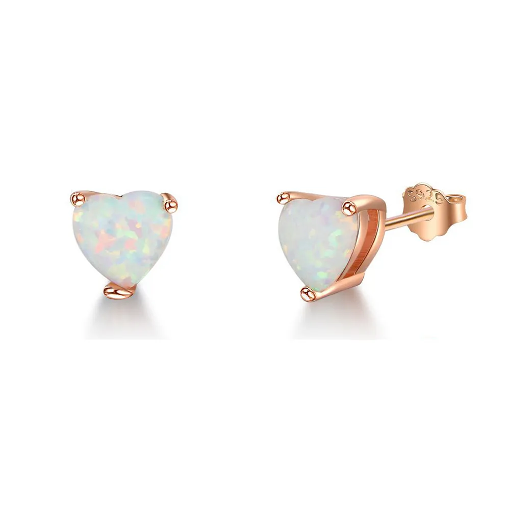 White Heart Opal Stud Earring 40700018