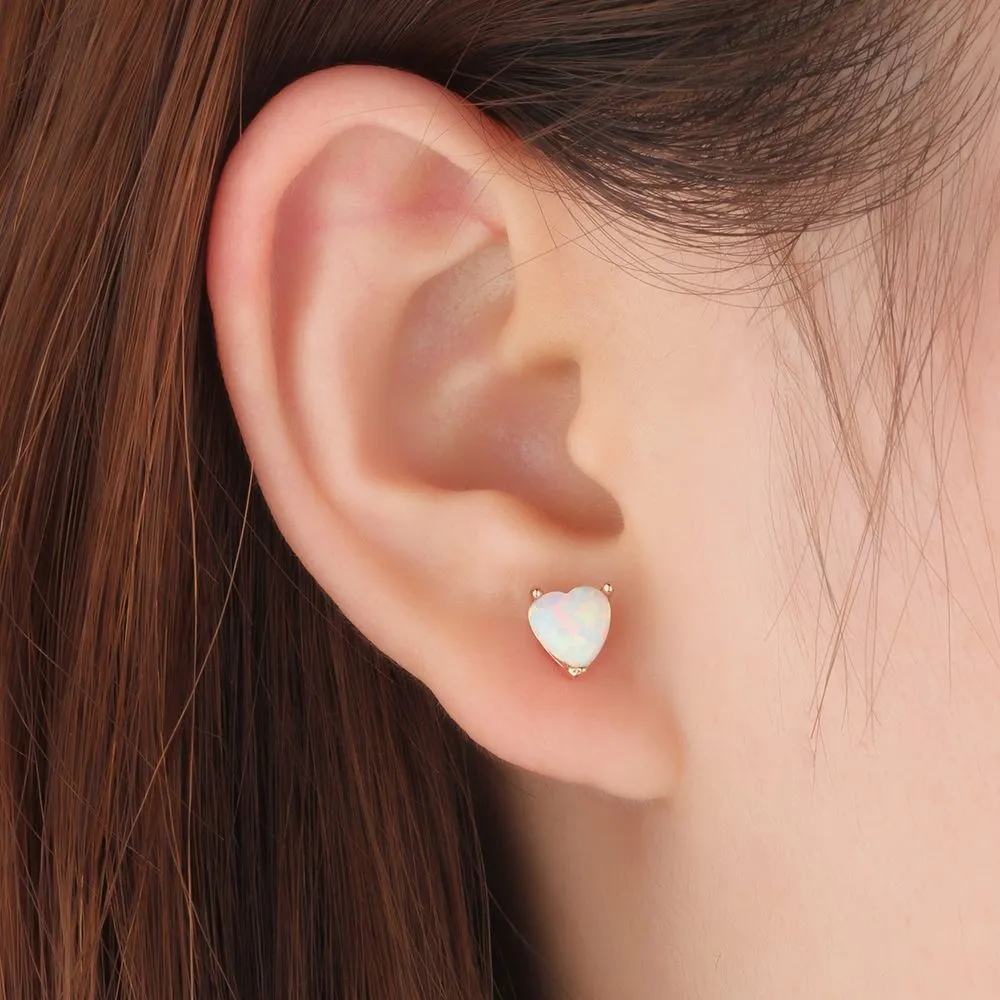 White Heart Opal Stud Earring 40700018 - image2
