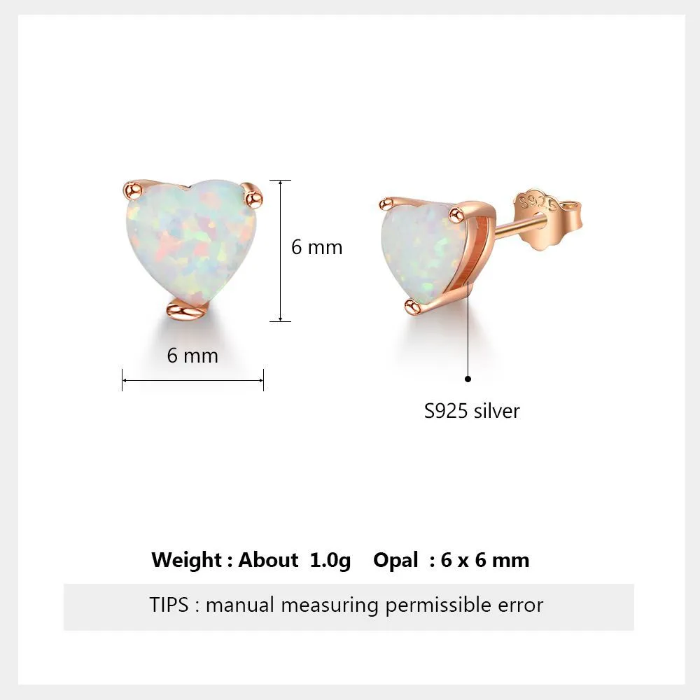 White Heart Opal Stud Earring 40700018 - image1