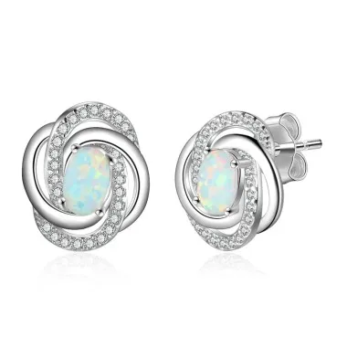 Vintage Zirconia Oval Opal Stud Earring 40700019