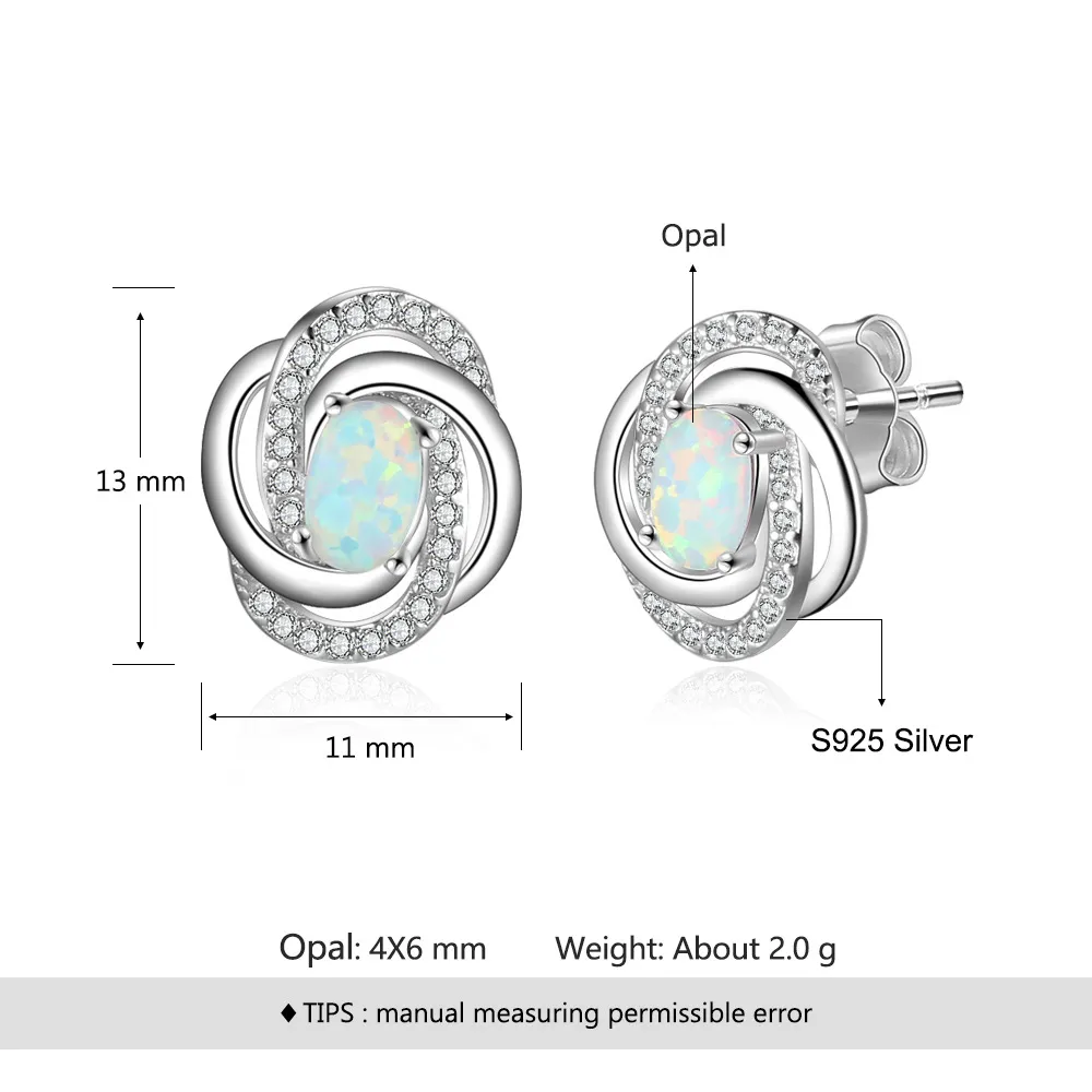 Vintage Zirconia Oval Opal Stud Earring 40700019 - image1