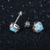 Zirconia Blue Heart Opal Stud Earring 40700020