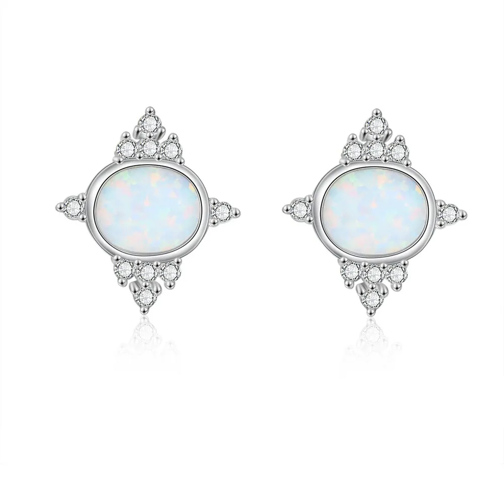 Vintage Zirconia Oval Opal Stud Earring 40700021