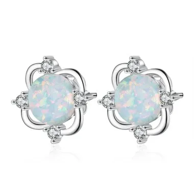 Zirconia Opal Flower Stud Earring 40700022