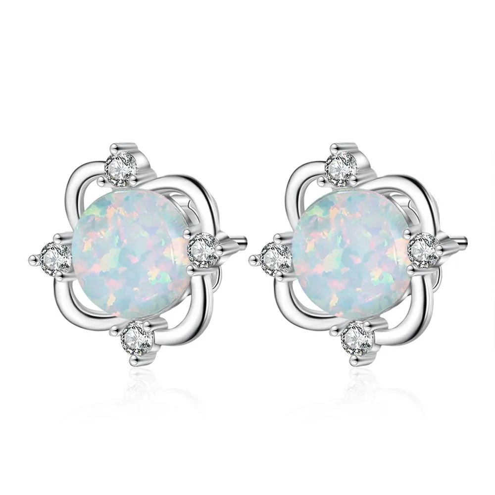 Zirconia Opal Flower Stud Earring 40700022