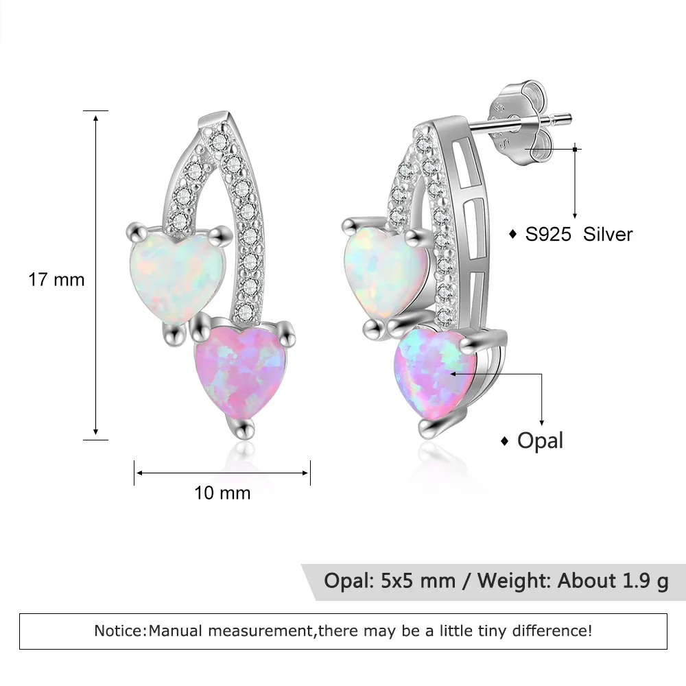 Zirconia Hearts Opal Stud Earring 40700023 - image2