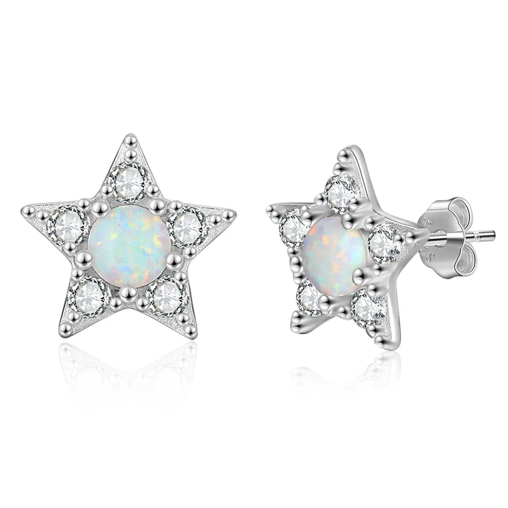 Zirconia Star Opal Stud Earring 40700025