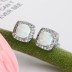 Zirconia Square Opal Stud Earring 40700026