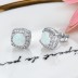 Zirconia Square Opal Stud Earring 40700026