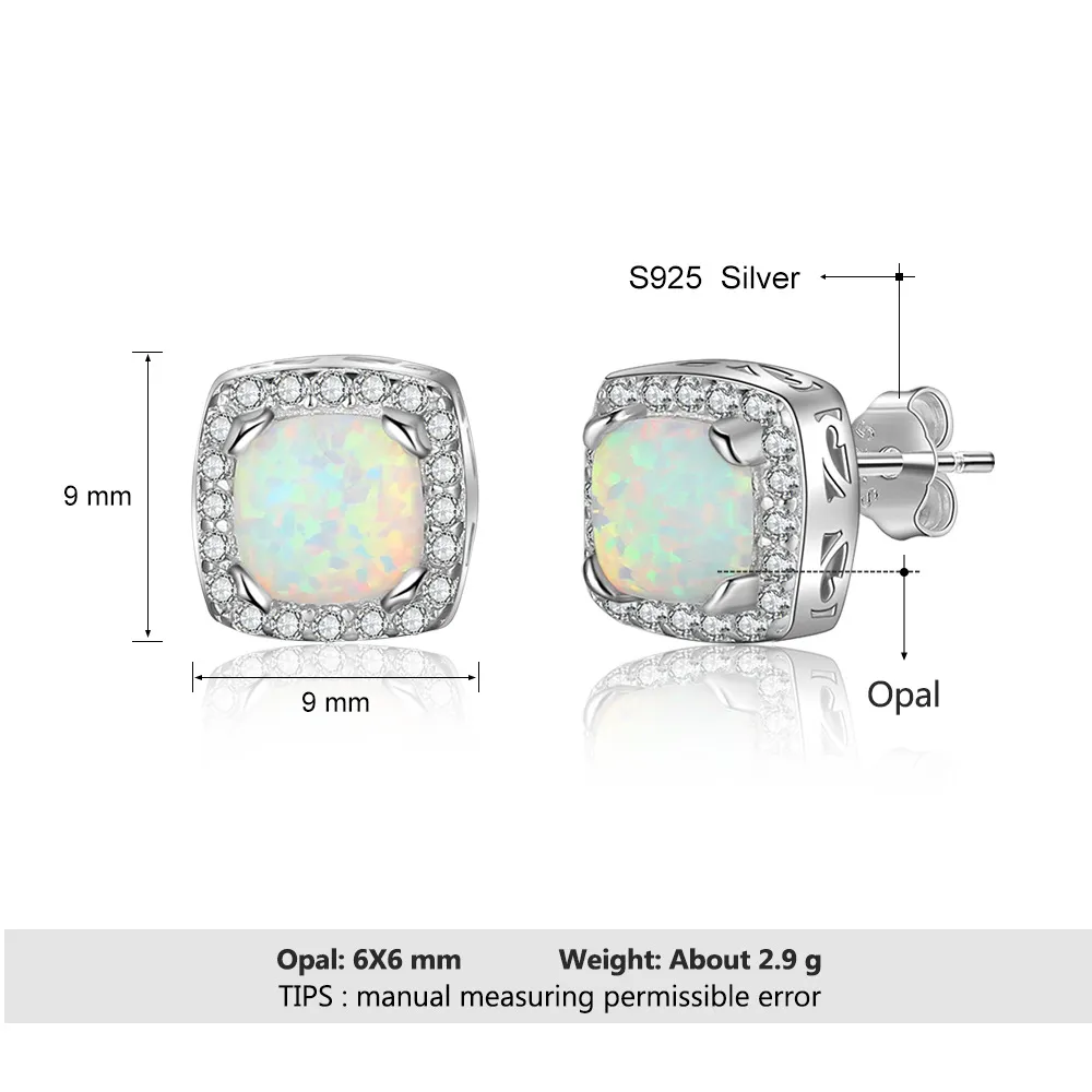 Zirconia Square Opal Stud Earring 40700026 - image2