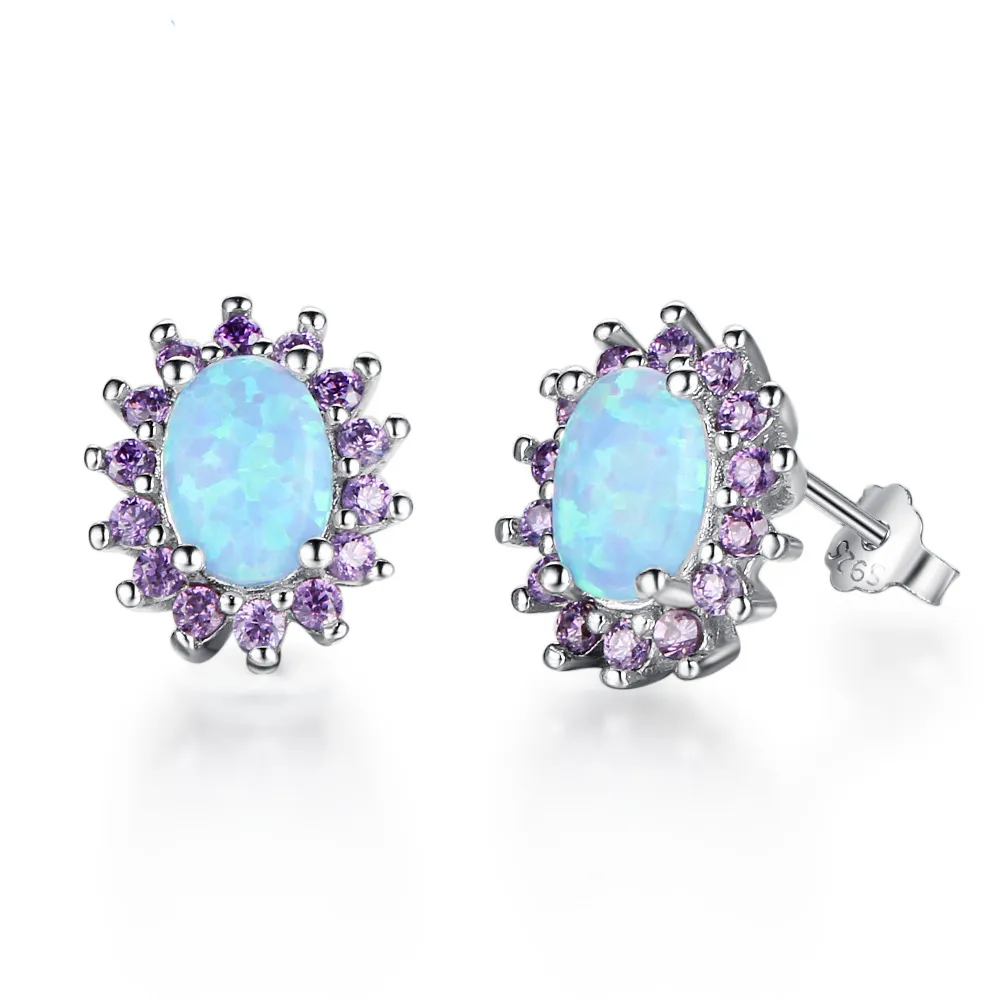 Vintage Zirconia Oval Opal Stud Earring 40700027