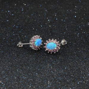 Vintage Zirconia Oval Opal Stud Earring 40700027