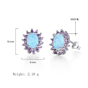 Vintage Zirconia Oval Opal Stud Earring 40700027
