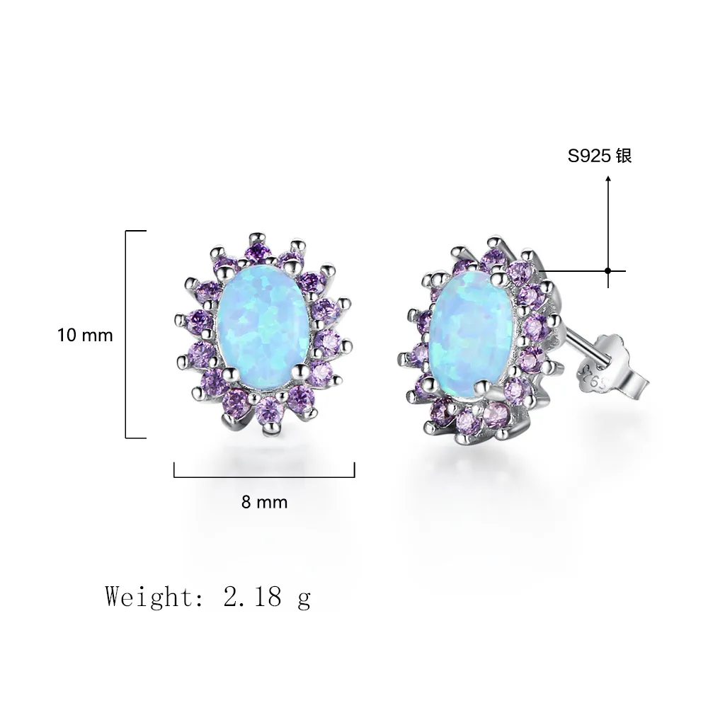 Vintage Zirconia Oval Opal Stud Earring 40700027 - image2