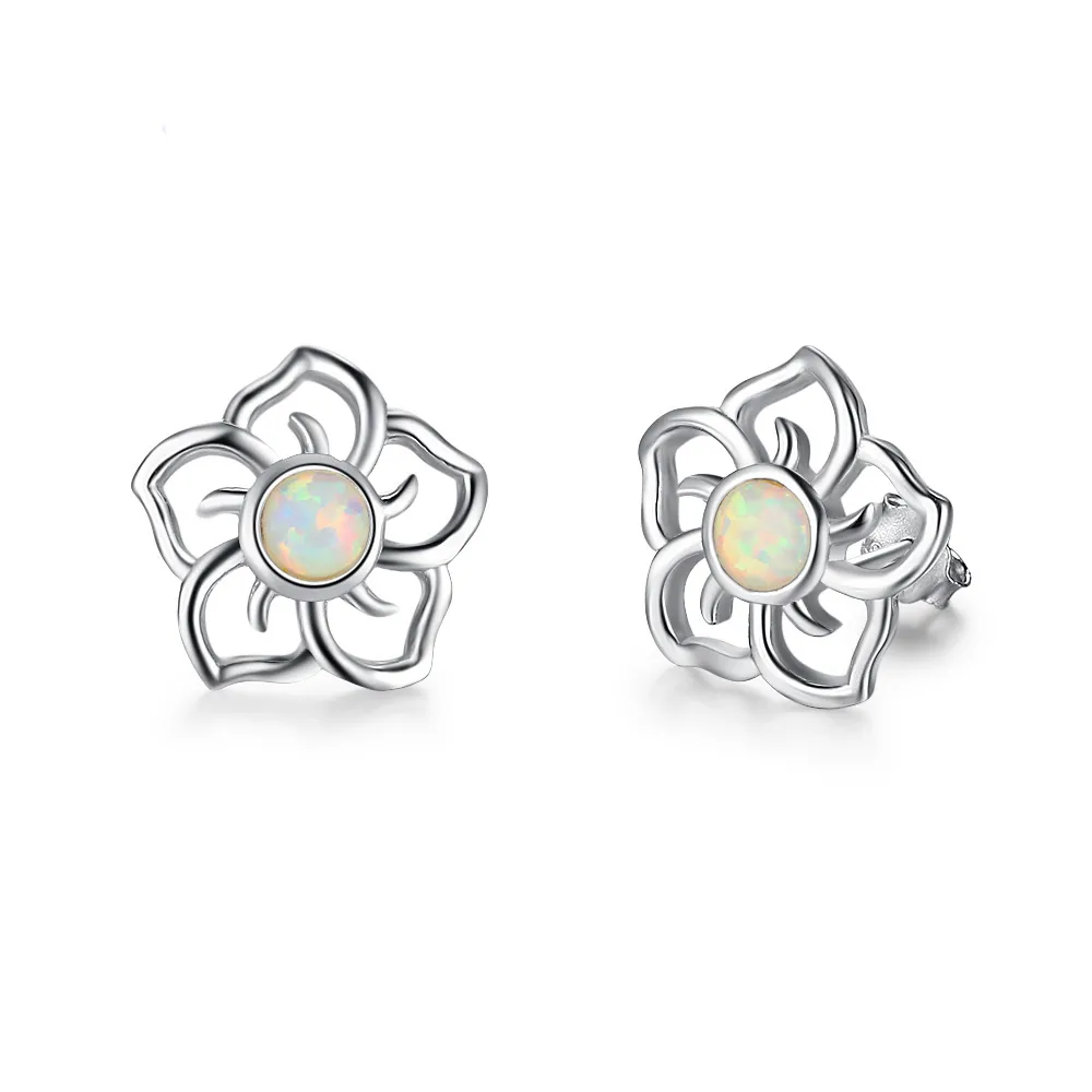 Flower White Opal Stud Earring 40700028