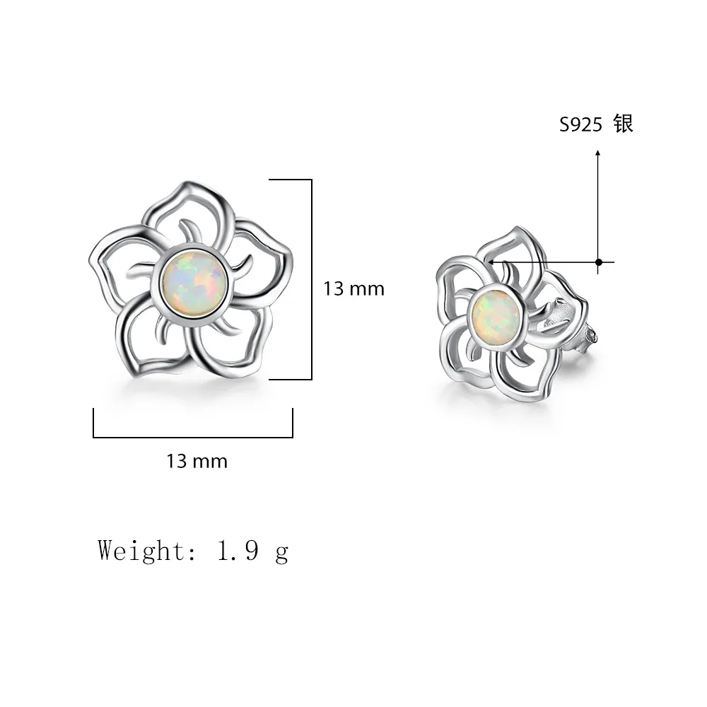 Flower White Opal Stud Earring 40700028 - image2
