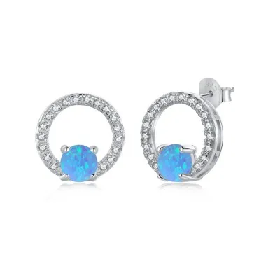 Zirconia Circle Opal Stud Earring 40700031