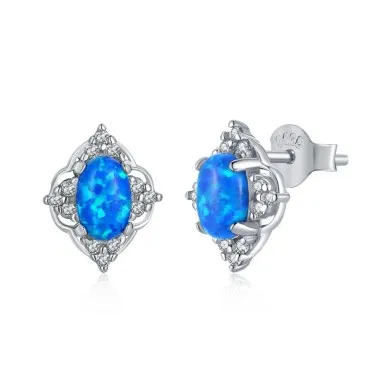 Vintage Zirconia Oval Opal Stud Earring 40700035