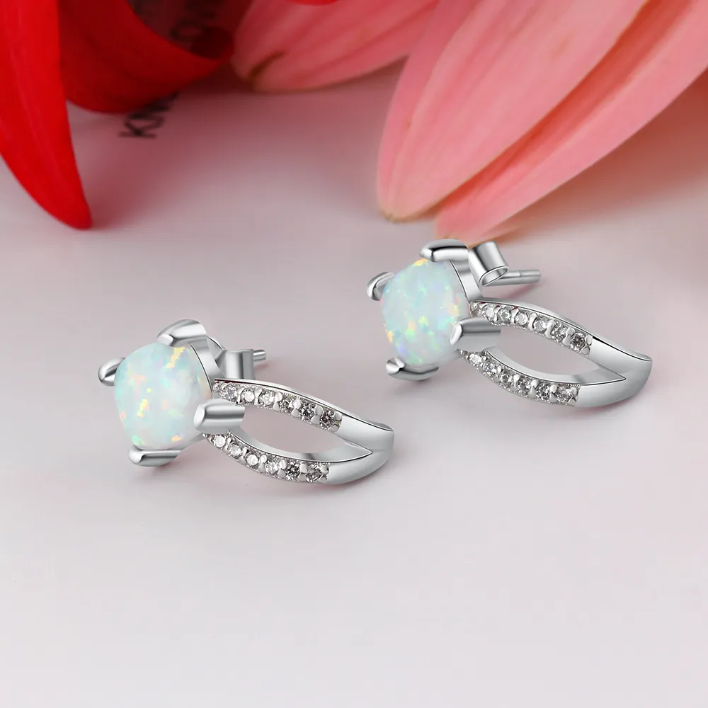 S925 Square Opal Zirconia Stud Earring 40700042 - image2