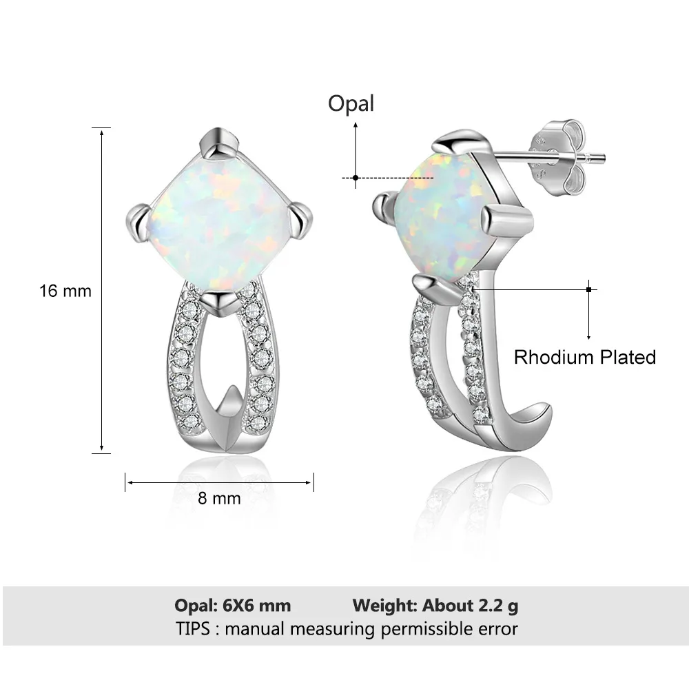 S925 Square Opal Zirconia Stud Earring 40700042 - image1