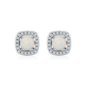 925 Sterling Silver Vintage Cushion Opal Stud Earrings 40700047 925 Sterling Silver Vintage Cushion Opal Stud Earrings 40700047