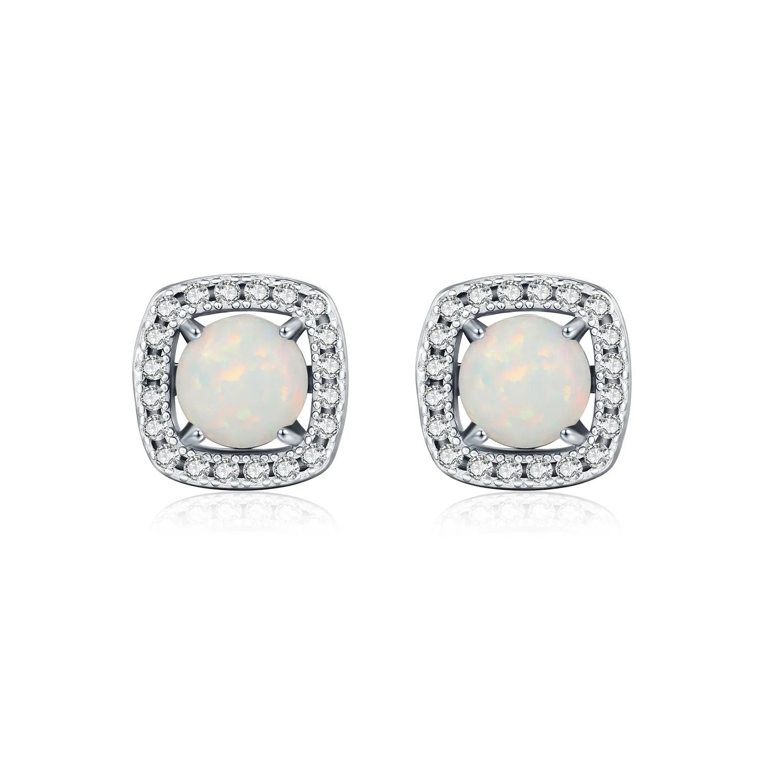 925 Sterling Silver Vintage Cushion Opal Stud Earrings 40700047 925 Sterling Silver Vintage Cushion Opal Stud Earrings 40700047