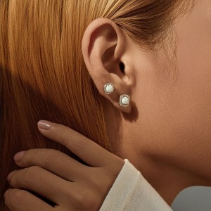 925 Sterling Silver Vintage Cushion Opal Stud Earrings 40700047 925 Sterling Silver Vintage Cushion Opal Stud Earrings 40700047